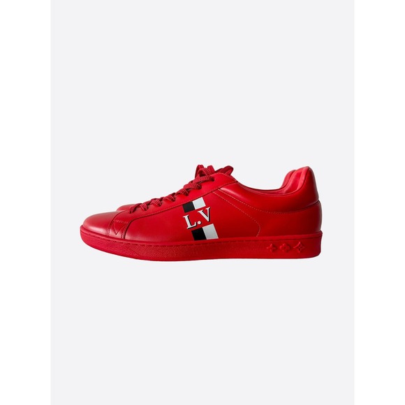 Louis Vuitton Red LV Stripe Luxembourg Trainers - Picture 3 of 7
